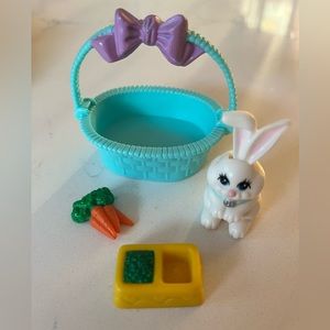 Vintage 1993 Kenner Littlest Pet Shop Snuggle Bunny with Pretty Basket